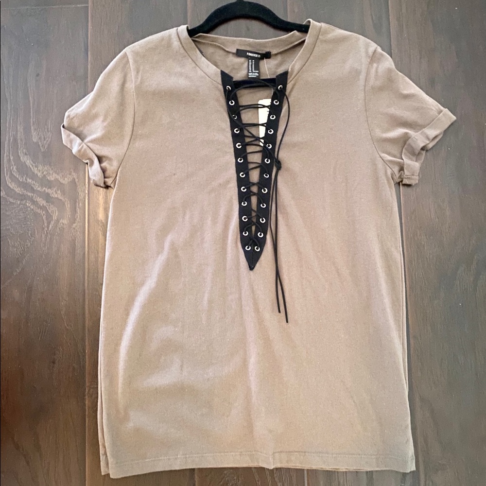 Forever21 Lace-up Tee
